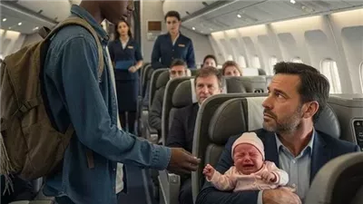 طفل الملياردير بكى بلا توقف على متن الطائرة حتى قام صبي أسود فقير بفعل لا يمكن تصوّره…